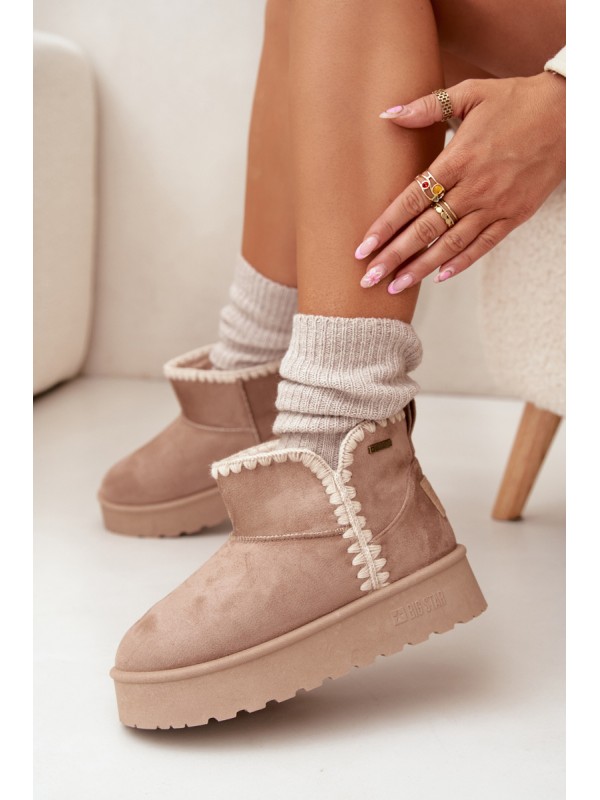 Women's Snow Boots On Platform With Stitching Big Star SS274129 Beige