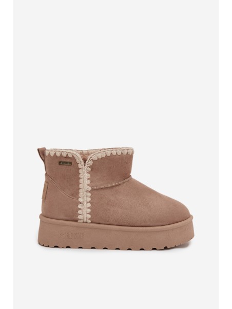 Women's Snow Boots On Platform With Stitching Big Star SS274129 Beige