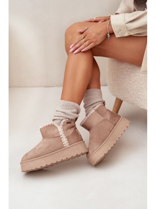 Women's Snow Boots On Platform With Stitching Big Star SS274129 Beige
