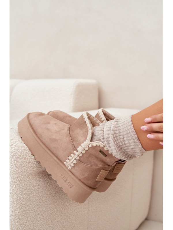 Women's Snow Boots On Platform With Stitching Big Star SS274129 Beige