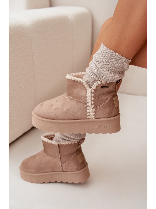 Women's Snow Boots On Platform With Stitching Big Star SS274129 Beige