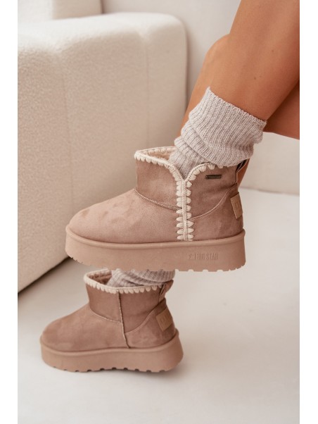 Women's Snow Boots On Platform With Stitching Big Star SS274129 Beige