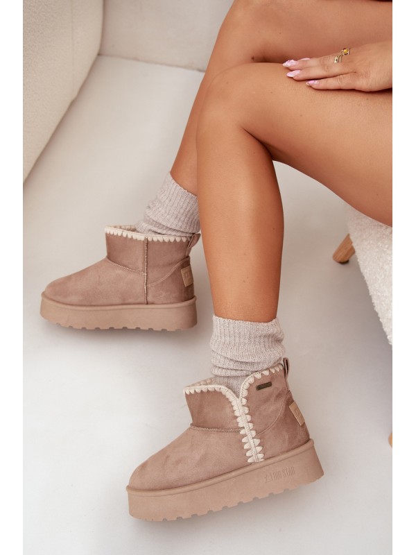 Women's Snow Boots On Platform With Stitching Big Star SS274129 Beige