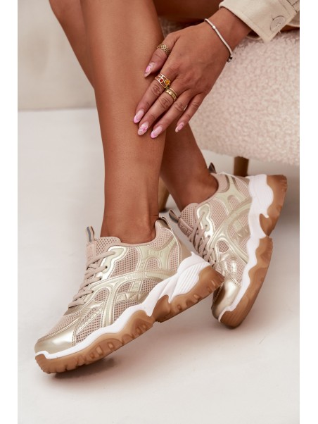 Women's Sports Shoes Sneakers Big Star SS274014 Beige-Gold