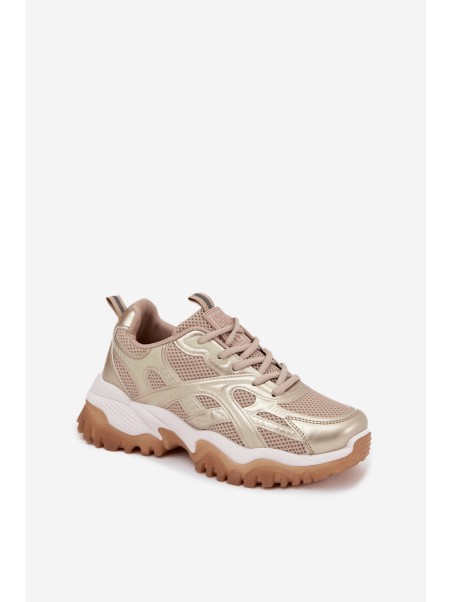 Women's Sports Shoes Sneakers Big Star SS274014 Beige-Gold