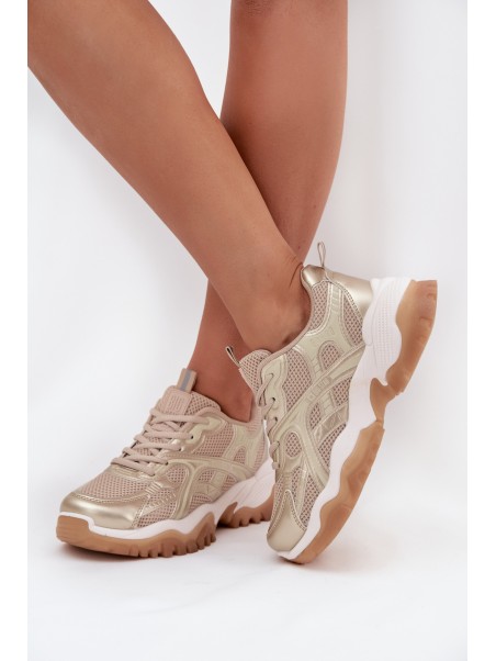 Women's Sports Shoes Sneakers Big Star SS274014 Beige-Gold