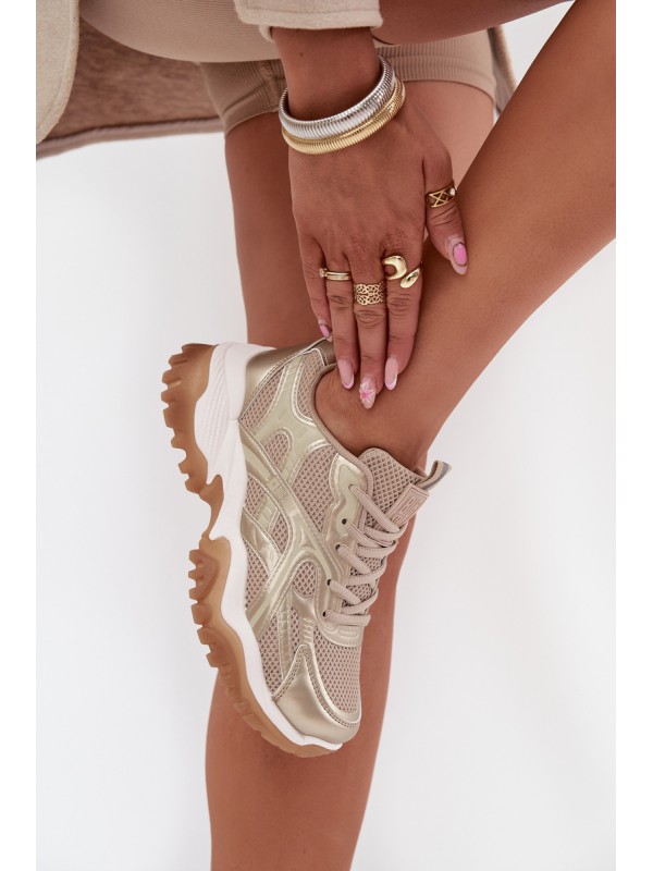 Women's Sports Shoes Sneakers Big Star SS274014 Beige-Gold