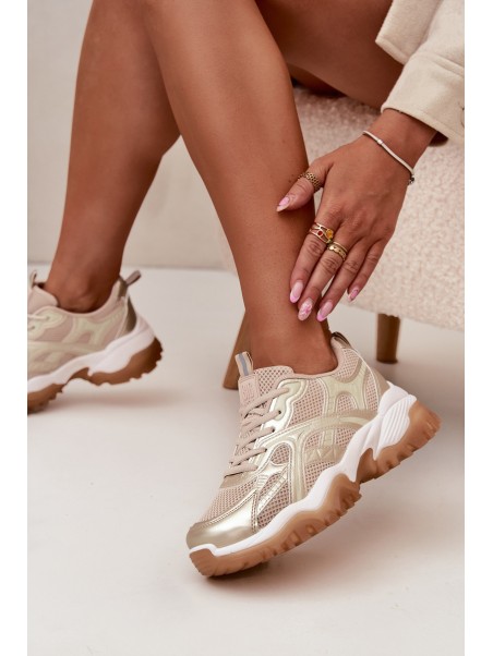 Women's Sports Shoes Sneakers Big Star SS274014 Beige-Gold