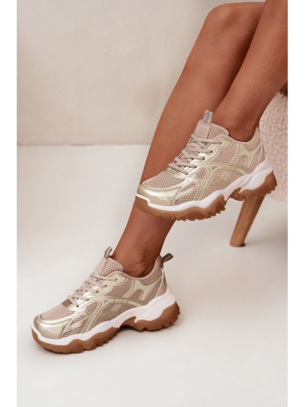 Women's Sports Shoes Sneakers Big Star SS274014 Beige-Gold