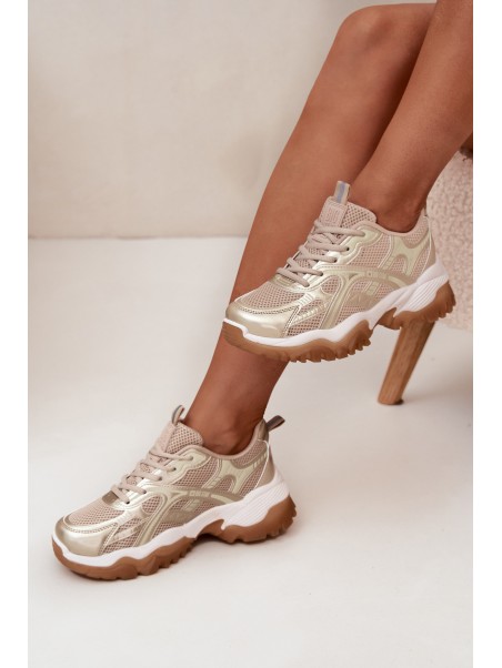 Women's Sports Shoes Sneakers Big Star SS274014 Beige-Gold