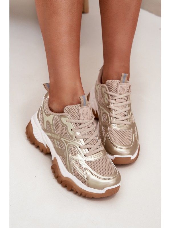 Women's Sports Shoes Sneakers Big Star SS274014 Beige-Gold