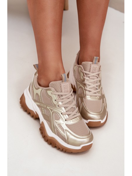 Women's Sports Shoes Sneakers Big Star SS274014 Beige-Gold
