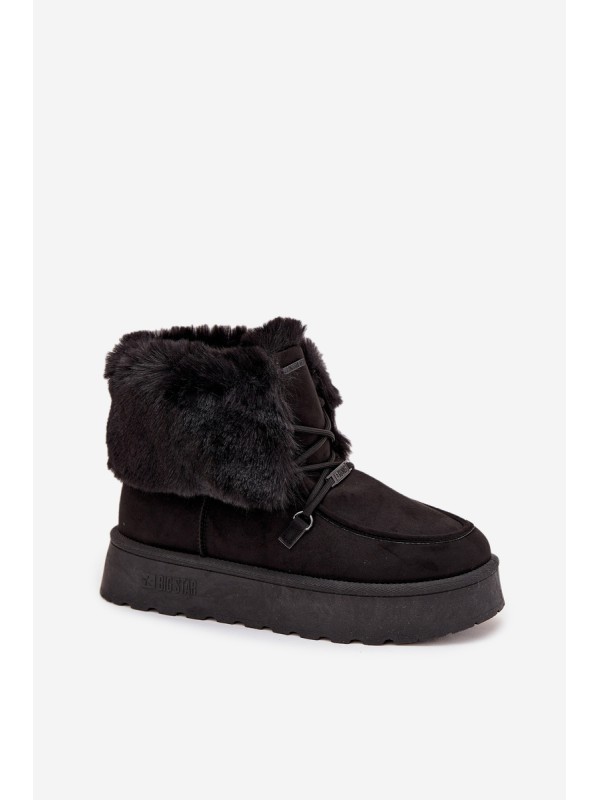 Women's Snow Boots On Platform With Fur And Lacing Big Star SS274113 Black
