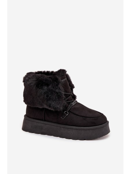 Women's Snow Boots On Platform With Fur And Lacing Big Star SS274113 Black