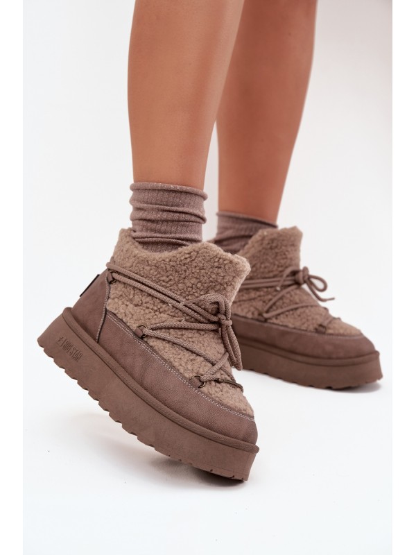 Womens Snow Boots On Platform With Faux Fur SS274112 Brown