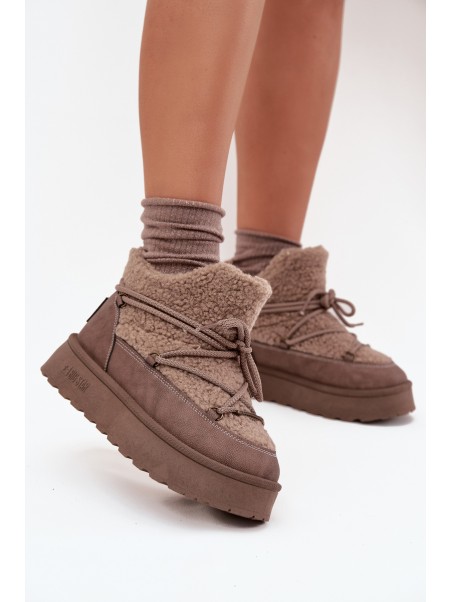 Womens Snow Boots On Platform With Faux Fur SS274112 Brown