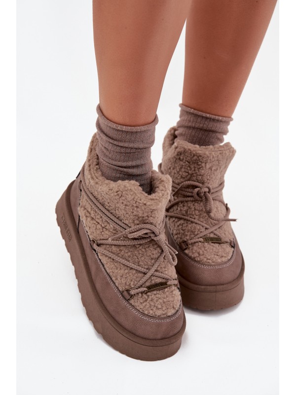 Womens Snow Boots On Platform With Faux Fur SS274112 Brown 2