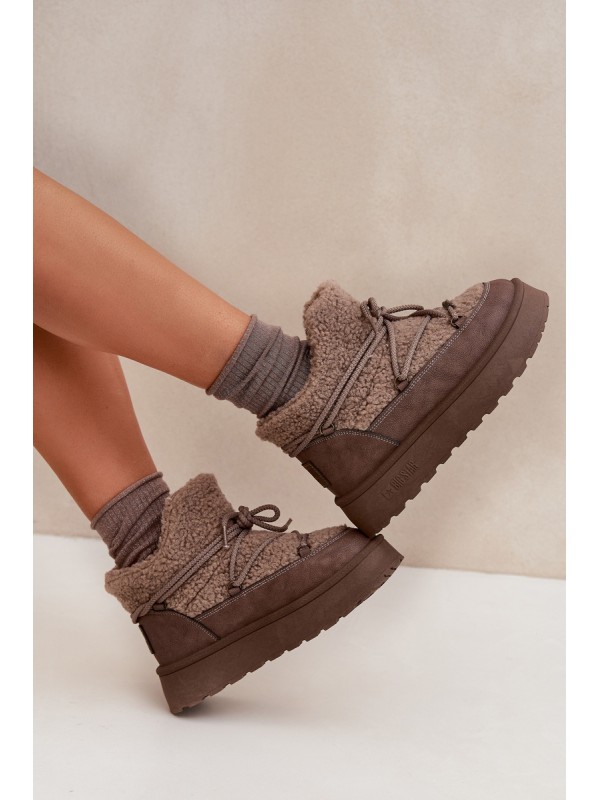 Womens Snow Boots On Platform With Faux Fur SS274112 Brown