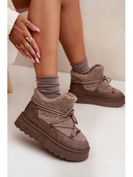 Womens Snow Boots On Platform With Faux Fur SS274112 Brown