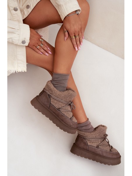 Womens Snow Boots On Platform With Faux Fur SS274112 Brown