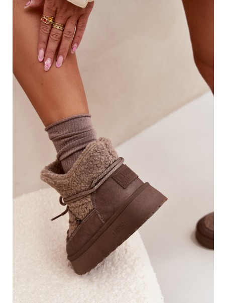 Womens Snow Boots On Platform With Faux Fur SS274112 Brown