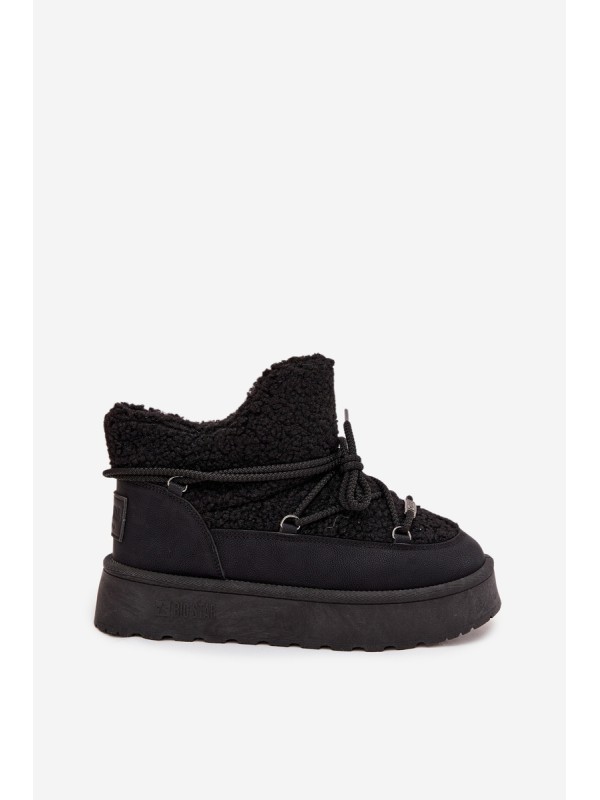 Womens Snow Boots On Platform With Sheepskin Big Star SS274109 Black