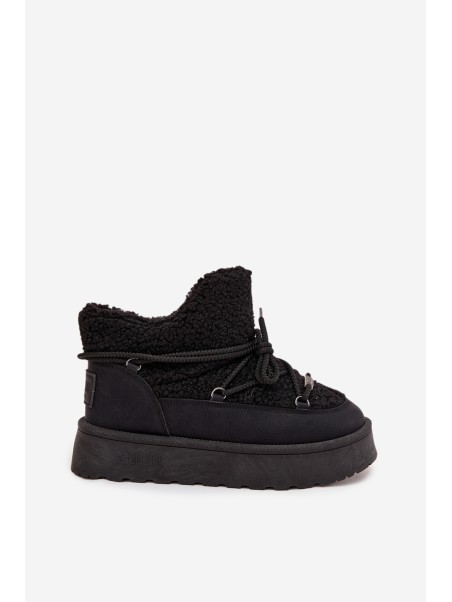 Womens Snow Boots On Platform With Sheepskin Big Star SS274109 Black