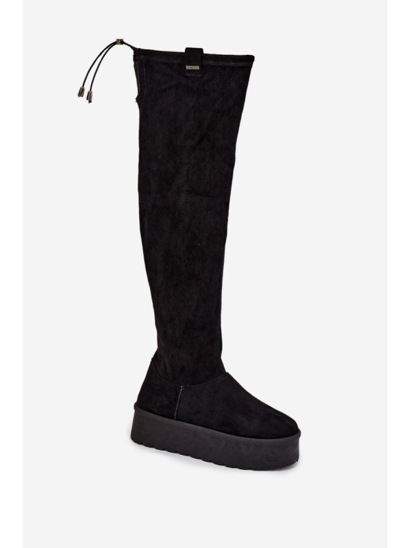 Womens Platform Knee High Boots Big Star SS274264 Black