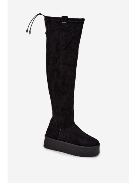 Womens Platform Knee High Boots Big Star SS274264 Black