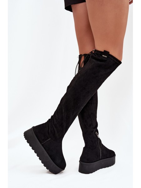 Womens Platform Knee High Boots Big Star SS274264 Black