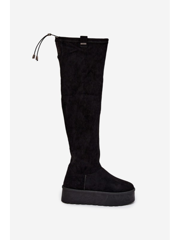 Womens Platform Knee High Boots Big Star SS274264 Black