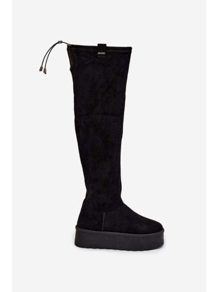 Womens Platform Knee High Boots Big Star SS274264 Black
