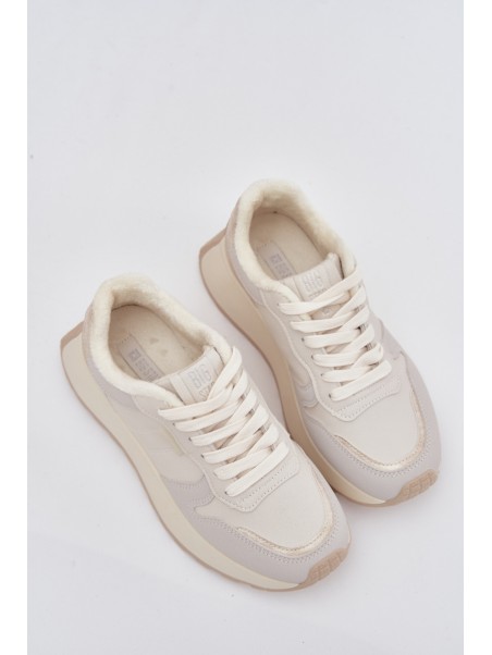 Warm women's platform sneakers Big Star SS274008 HI-POLY SYSTEM light beige
