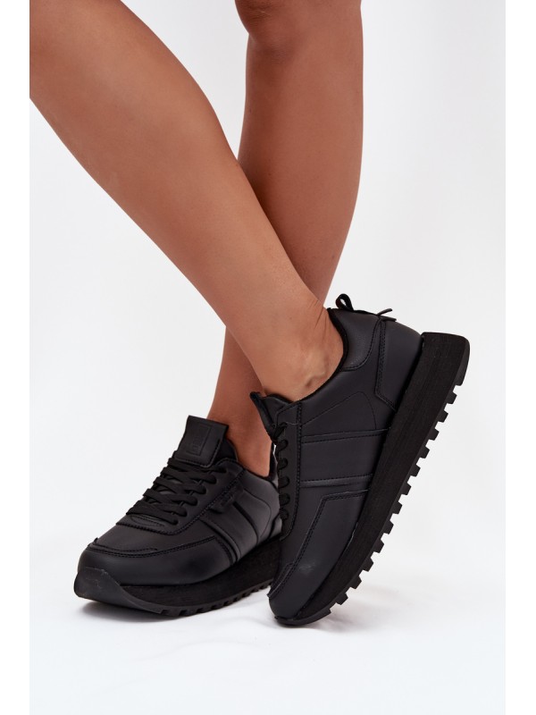Women's Leather Sneakers On Platform Big Star OO274573 Hi-Poly System Black 2