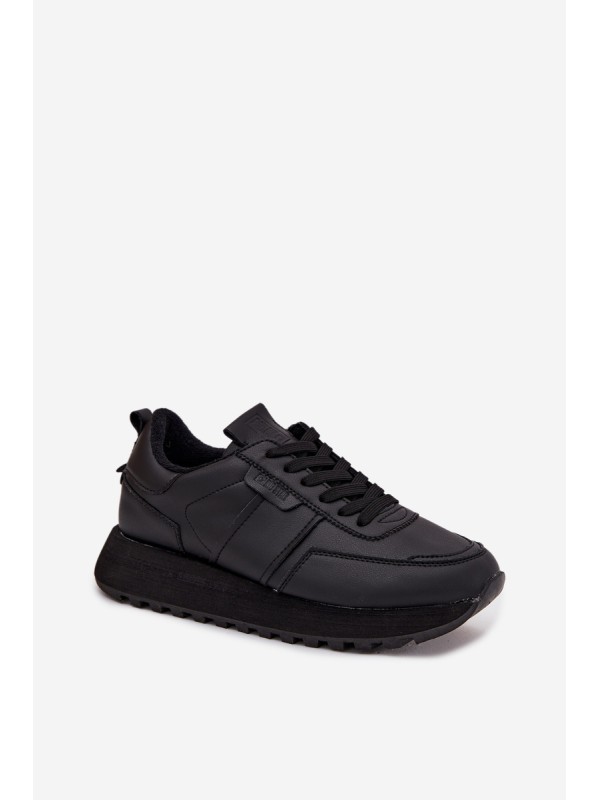 Women's Leather Sneakers On Platform Big Star OO274573 Hi-Poly System Black