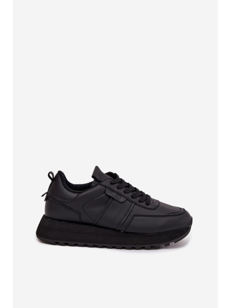 Women's Leather Sneakers On Platform Big Star OO274573 Hi-Poly System Black