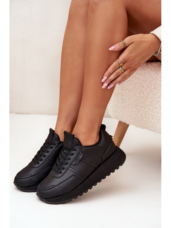 Women's Leather Sneakers On Platform Big Star OO274573 Hi-Poly System Black