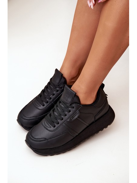 Women's Leather Sneakers On Platform Big Star OO274573 Hi-Poly System Black