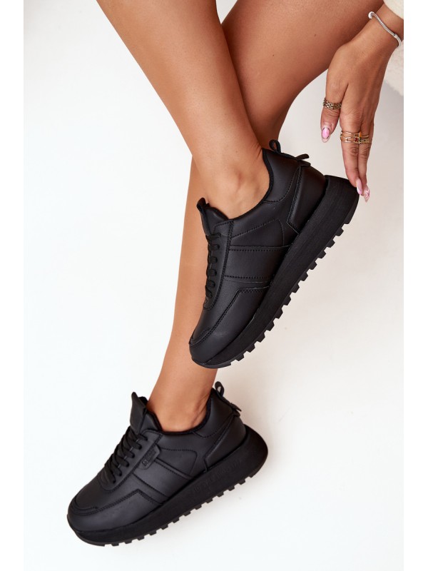 Women's Leather Sneakers On Platform Big Star OO274573 Hi-Poly System Black