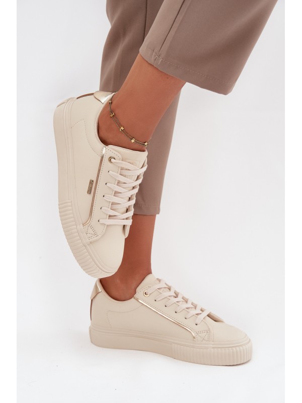 Women Sneakers Made Of Eco Leather Big Star SS274027 Beige-Golden