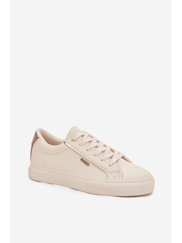 Women Sneakers Made Of Eco Leather Big Star SS274027 Beige-Golden