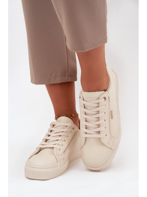 Women Sneakers Made Of Eco Leather Big Star SS274027 Beige-Golden