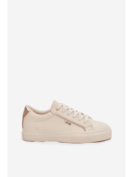 Women Sneakers Made Of Eco Leather Big Star SS274027 Beige-Golden
