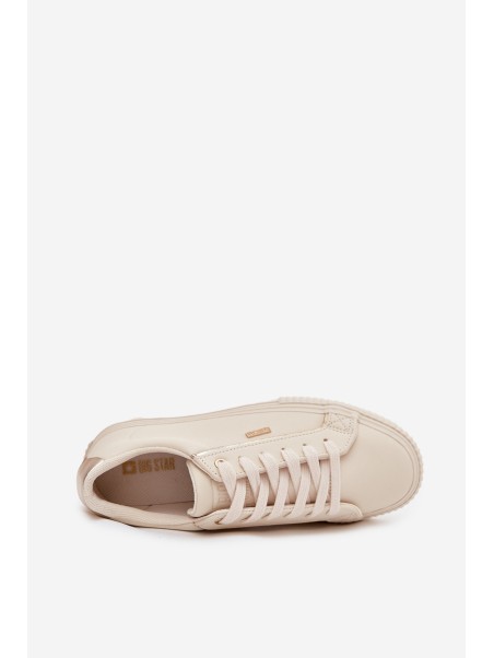 Women Sneakers Made Of Eco Leather Big Star SS274027 Beige-Golden
