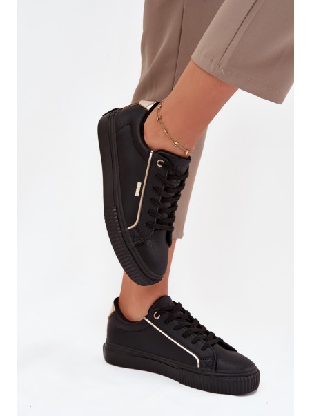 Ladies Sneakers Made Of Eco Leather Big Star SS274025 Black-Gold