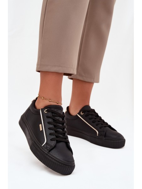 Ladies Sneakers Made Of Eco Leather Big Star SS274025 Black-Gold