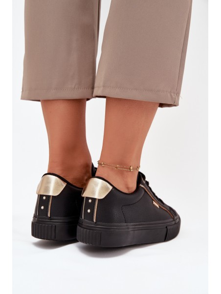 Ladies Sneakers Made Of Eco Leather Big Star SS274025 Black-Gold