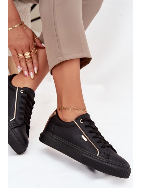 Ladies Sneakers Made Of Eco Leather Big Star SS274025 Black-Gold