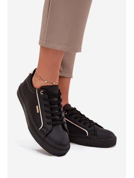 Ladies Sneakers Made Of Eco Leather Big Star SS274025 Black-Gold