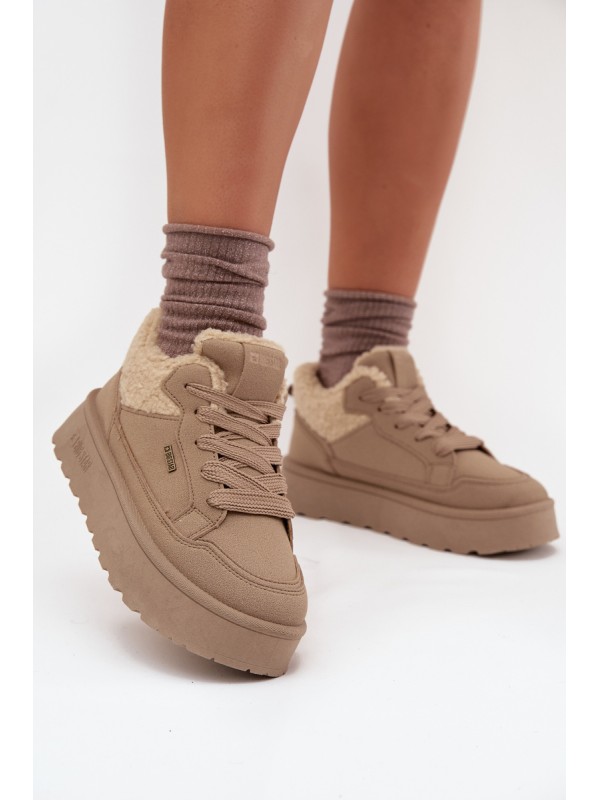 Women's Platform Sneakers With Sheepskin Big Star SS274105 Beige